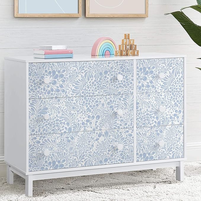 Heroad Peel and Stick Wallpaper Light Blue Floral Contact Paper 17.3''x196'' Boho Wall Paper Modern Removable Self Adhesive Wallpaper for Bedroom Bathroom Kitchen Cabinet Decor Waterproof Vinyl Roll
