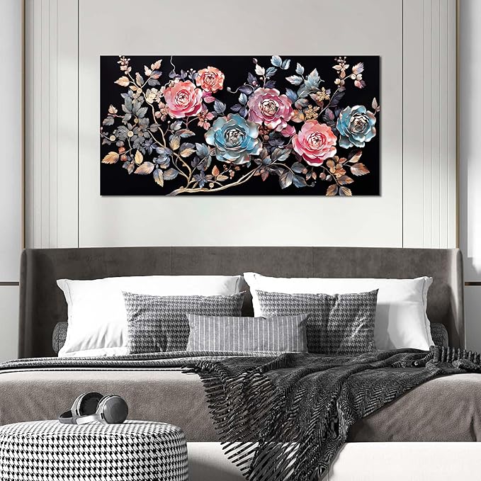 Flower Pictures Wall Decor Living Room Colorful Canvas Wall Art for Office Modern Prints Decor Bedroom Women Size 20" x 40"