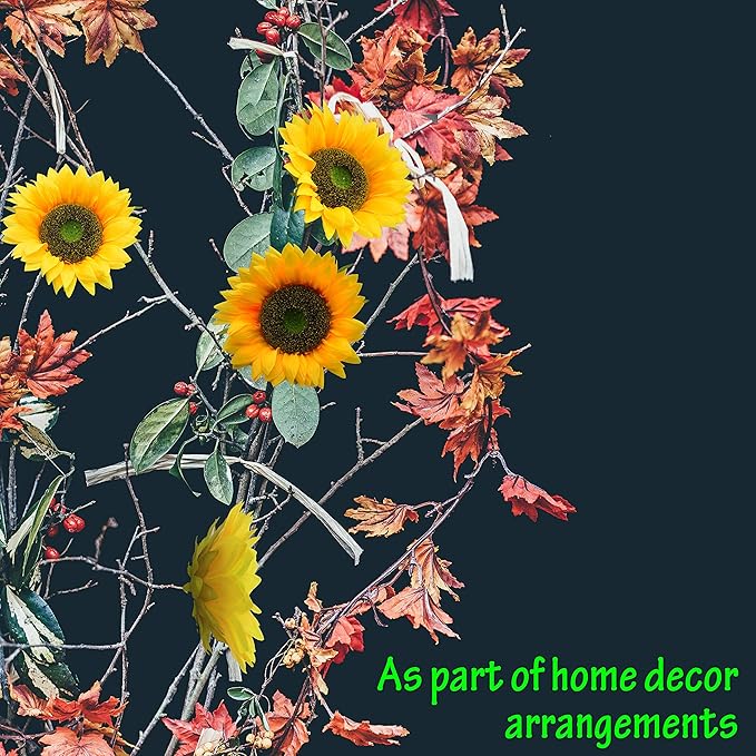 Artificial Flower 6pcs 10''W Big Size Silk Sunflower Heads Real Looking Fake Sunflower for Hat Trim Cake Flower Home Décor Flower Wall Wreath Wedding Baby Shower Photography Props(Yellow)