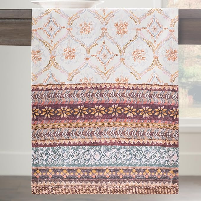 Maison d' Hermine Table Runner 100% Cotton Single Layer Table Runners 108 inches Long for Thanksgiving Christmas Decorations Home Kitchen Dining Party Wedding (Fair Isle, 14.5" x 108")