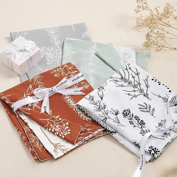Bedsure Duvet Cover King Size - Reversible Terracotta King Duvet Cover Set with Zipper Closure, 3 Pieces Floral Patterned Bedding Set with 8 Corner Ties and 2 Pillow Shams