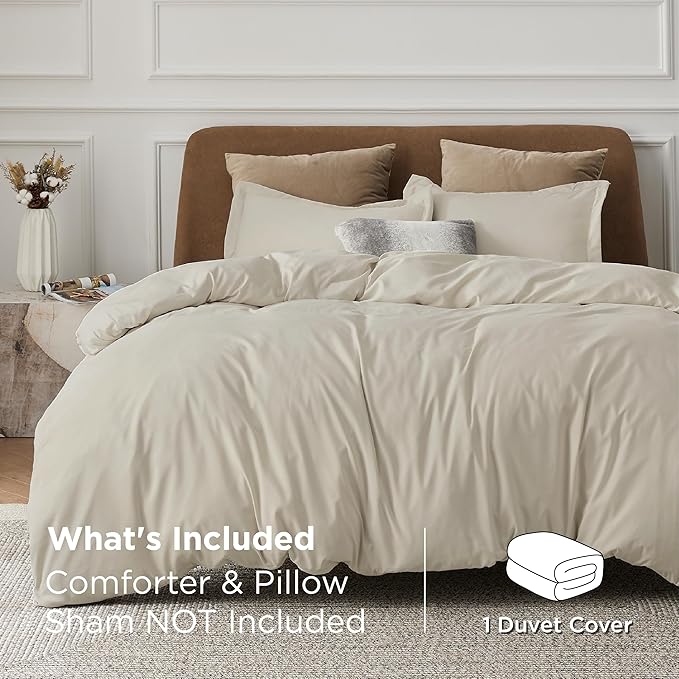 Bedsure Duvet Cover Full Size - Only Includes 1 Duvet Cover (80"x90"), Hotel Luxury Soft Double Brushed All Season Bedding for Kids & Adults, Zipper Closure, NO Comforter, Linen