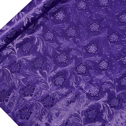 Paper Mart Purple Floral Foil, 20 Inches by 10 Yards, Poly Lined, Embossed Flower Wrapping Paper for Bouquets, Plants, and Decor