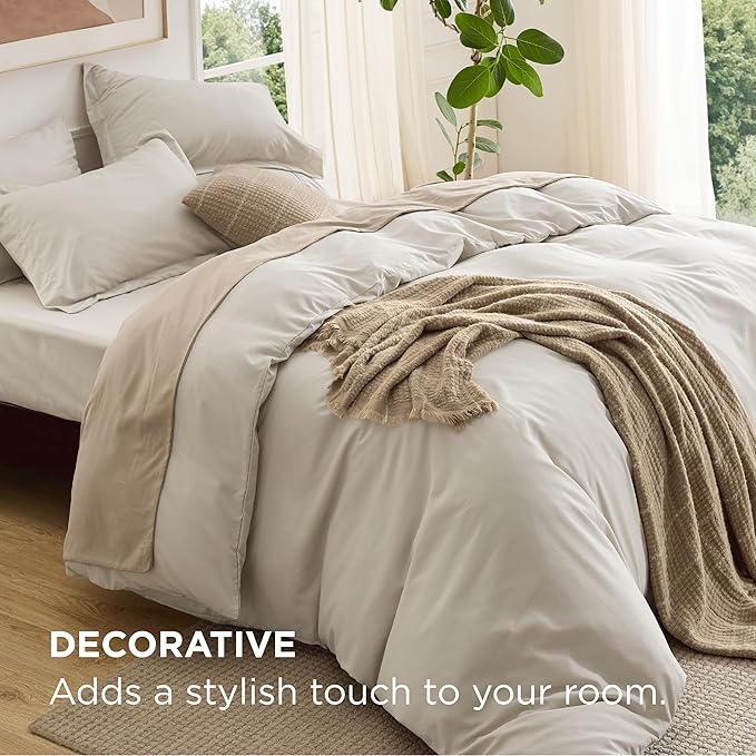 Bedsure Duvet Cover with Fitted Sheet King - 6 Pieces, Deep Pocket, Hotel Luxury Soft Double Brushed Bedding Set, 1 Duvet Cover, 1 Fitted Sheet, 2 Pillow Shams, 2 Pillowcases, NO Comforter, Linen