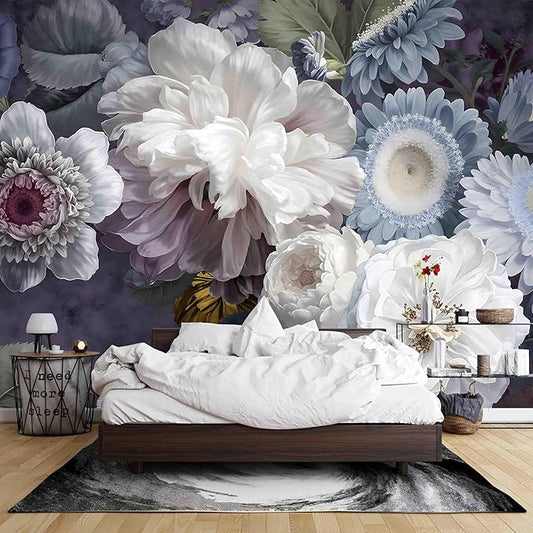 Wall Mural Peel and Stick Vintage Floral Mural- Thick Canvas Waterproof Wallpaper Art for Living Room Bedroom, Large Self-Adhesive Decor (Color-2, 137×98 inch)