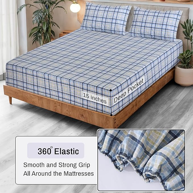 RUVANTI 100% Organic Cotton Sheets Full Size, Percale Weave, GOTS Certified, 4-Piece Set, Deep Pocket 15", Crisp & Breathable, Soft Durable Bedding, Sábanas Algodón Orgánico – Pastel Print