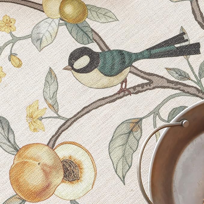 Linen Table Cloth Rectangle,Wrinkle Resistant French Pink Tablecloth Print with Froal,Decor Stitch Table Cloth for Thanksgiving,Dining Room,Home,Kitchen 55" × 71"-Dewey A