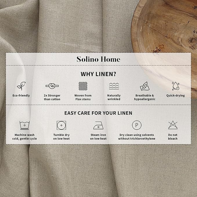 Solino Home Linen Striped Table Runner 120 Inches Long - Narrow Stripe 100% Pure Linen Lavender and White Dining Table Runner 14 x 120 Inch for Valentines, Spring, Easter