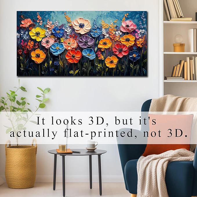 Flower Canvas Wall Art for Bedroom Women Colorful Prints Wall Decor for Living Room Floral Wall Decoration Ready to Hang 20 x 40 Inch