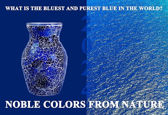 8" H Blue Mosaic Vase.Exquisite Craftsmanship.Decor Home Modern Midsize All Handmade Mosaic Vases .Beautiful Hand-Set Cracked Glass Vase for Home&Office Decor.Unique Gift
