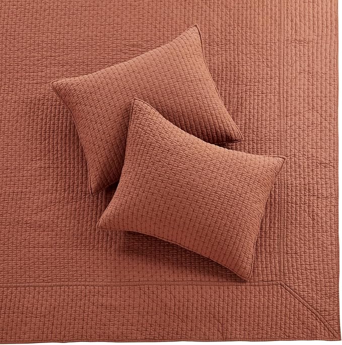 Levtex Home Cross Stitch Reversible Full Bedspread Set (100x104in) with 2 Pillow Shams (26x20in) - Stitch Texture - Adobe - 100% Cotton Full Size Bedspread Set - Lightweight, Soft, Pre-Washed