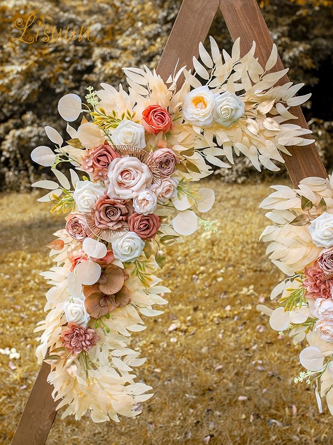 Wedding Arch Flowers, Artificial Flowers for Decoration, Large Flower Swag for Boho Styles Wedding Ceremony Floral Decor - Pack of 2