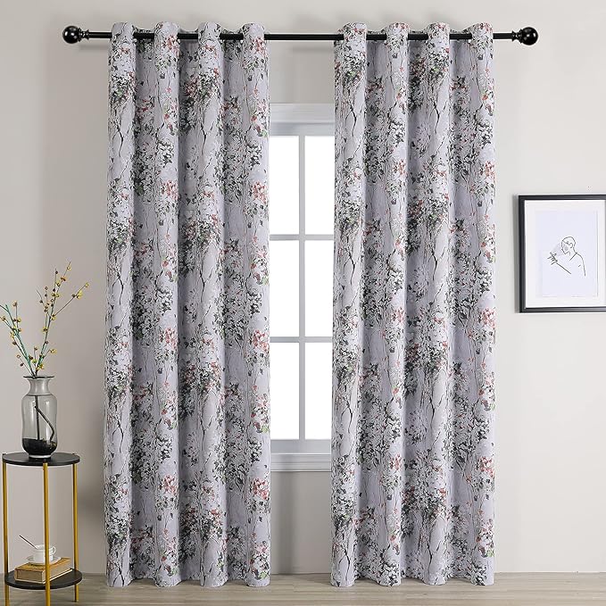 MYSKY HOME Blackout Curtains - 95 inch Length, 2 Panels, Room Darkening for Bedroom & Living Room, Thermal Insulated, Grommet, Farmhouse Style, Red & Black