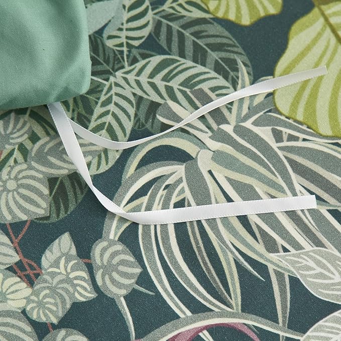 EAVD Tropical Leaves Duvet Cover Twin XL Soft Cotton Chic Shabby Leaf Pattern Bedding Set with 2 Pillowcases Fresh Botanical Duvet Cover with Zipper Closure