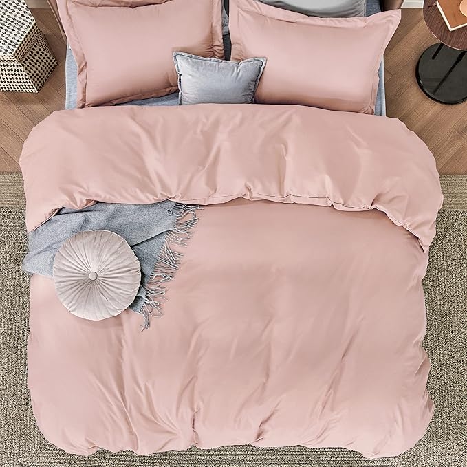 Bedsure Duvet Cover King Size - Soft Double Brushed Bedding Set for Kids & Adults, Zipper Closure, 3 Pieces, Includes 1 Duvet Cover (104"x90") & 2 Pillow Shams, NO Comforter, Pale Blush