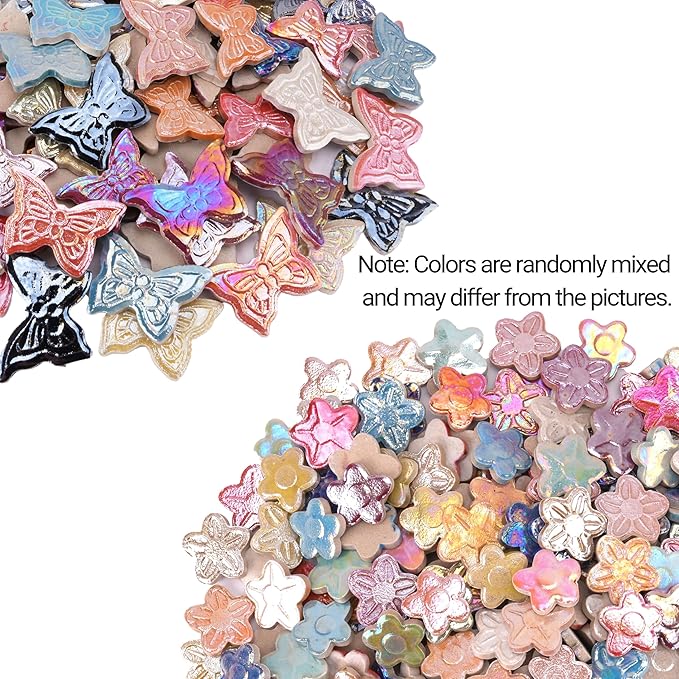 1.5 lb Ceramic Tiles for Mosaics - (Irregular, Flower & Butterfly Mix), Ceramic Mosaic Tiles for Crafts, DIY Art Project & Home Decor