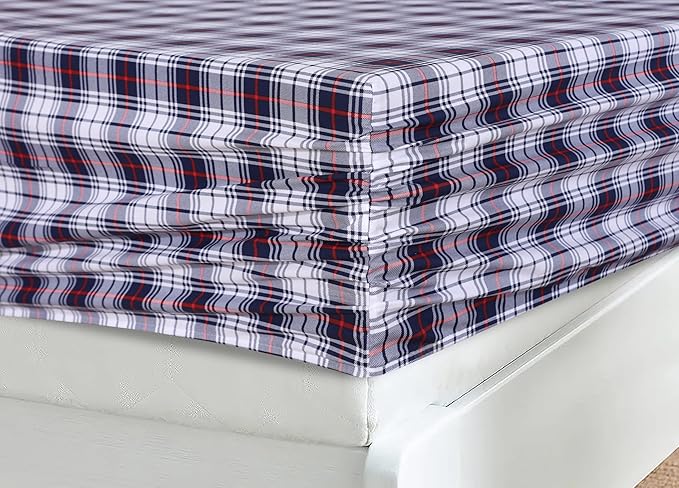 RUVANTI 100% Cotton Sheets Queen Size Set, 4 Pieces, Soft & Breathable Percale Weave Bedding, Deep Pocket 16", Hotel Standard, Crisp Cool Feeling, Durable, Perfect Floral Bed Sheet, Prussian