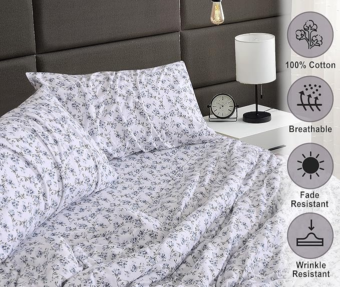 RUVANTI Flannel Sheets Twin XL Size - 100% Cotton Double Brushed Twin XL Sheet Sets, Deep Pockets 16 Inches, All Seasons Breathable & Extra Soft Bed Sheets, Warm & Cozy, 3 Piece, Perri Me