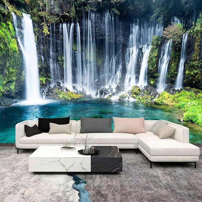 WFBHUA-Waterfall Wallpaper Peel and Stick Nature Lake Landscape Self Adhesive Wall Mural for Bathroom 157“x108