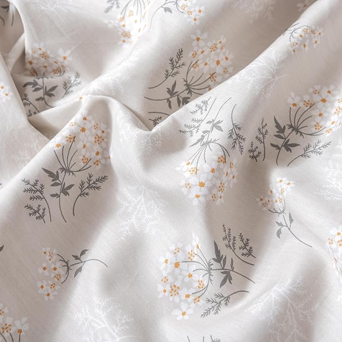 HighBuy Boho Floral Comforter Set Queen Beige Bedding Comforter Sets Queen Boho 3 Piece for Women Girl Cottagecore Flower Comforter Set with 2 Pillowcases,Cozy Bed Comforter Sets