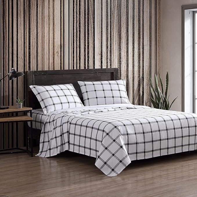 Eddie Bauer - King Sheets, Cotton Flannel Bedding Set, Brushed For Extra Softness, Cozy Home Decor (Bunkhouse Plaid, King)