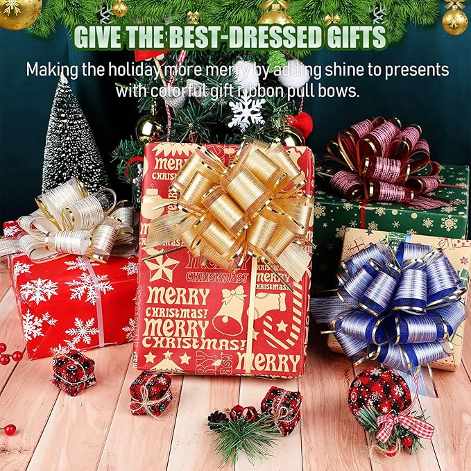 WILLBOND 20 Pieces 6 Inch Pull Bows Gift Wrapping Ribbon Pull Bows for Christmas Wedding Baskets Valentine Multicolor Wrap Accessory for Gift Present Holiday Decor(Assorted Color)
