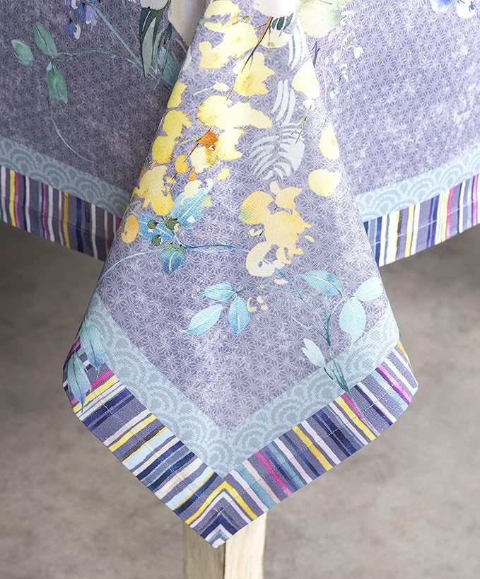 Maison d' Hermine Table Cloth Square Table 100% Cotton 60 x 60 Inches Tablecloth Reusable for Dining Room, Farmhouse, Home, Party, Festive & Wedding Spring Summer - Sweet Rose Lavender - Lush