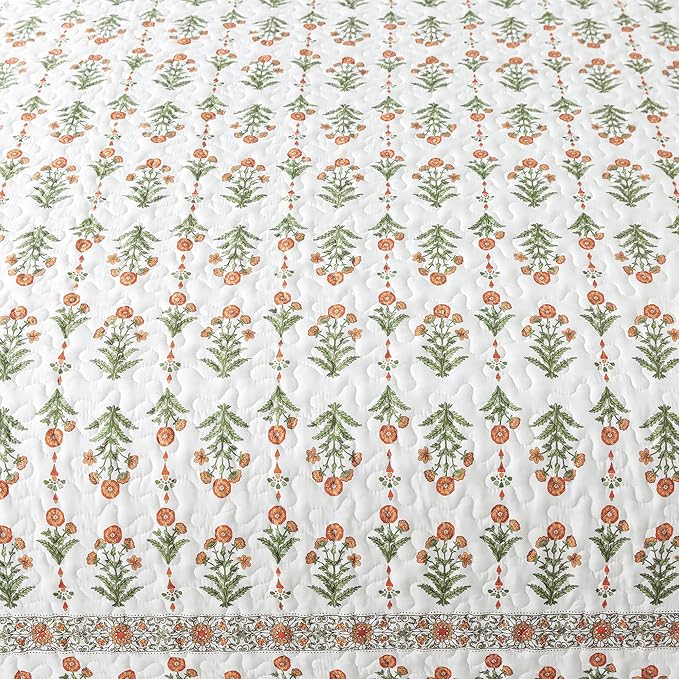 HoneiLife Quilt Sets King Size - Floral Bedspreads for King Bed, 3-Piece Wildflower Coverlets, Botanical Bed Cover King Quilt Bedding Set All Season Quilts-Sweet Grass