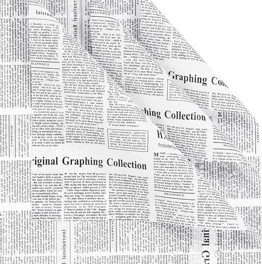 LeZakaa 20 Sheets Newsprint Flower Wrapping Paper, Waterproof Floral Bouquet Paper, White Newsprint Design for Valentine's Day, Mother's Day, Birthday Party, Bridal Shower, Wedding, Baby Shower
