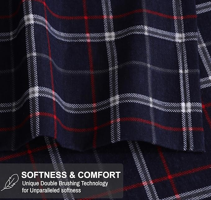 RUVANTI Flannel Sheets Twin Size - 100% Cotton Double Brushed Twin Sheets Set, Deep Pockets 16 Inches, All Seasons Breathable & Extra Soft Bed Sheets, Warm & Cozy, 3 Piece, Yankees Blue