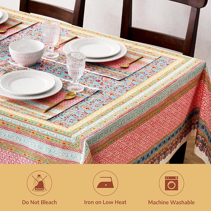 Maison d' Hermine Premium Table Cloth Square Table 100% Combed Cotton 70 x 70 Inches Tablecloth Reusable Decorative for Dining Room, Farmhouse, Home, Party, Festive & Wedding - Lauris
