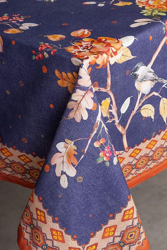 Maison d' Hermine Table Cloth Rectangle Table 100% Cotton 54 x 72 Inches Fall Tablecloth Reusable Everyday Use for Thanksgiving Christmas Decorations Dining Farmhouse Party (Kelim - Infinity)