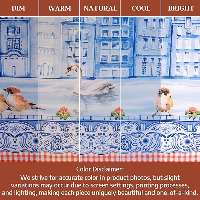 Maison d'Hermine Table Cloth Rectangle Table 100% Cotton Tablecloth for Dining Room, Farmhouse, Home, Hotel, Parties & Wedding - Ideal for Easter Decorations Spring & Summer(Amsterdam Canals,54" x72")
