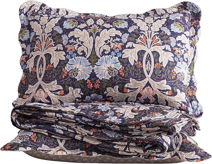 HoneiLife Quilt Set King Size - Microfiber Bedspread 3-Piece,Reversible Coverlet Lightweight Bedcover King Quilt Bedding Sets-Navy