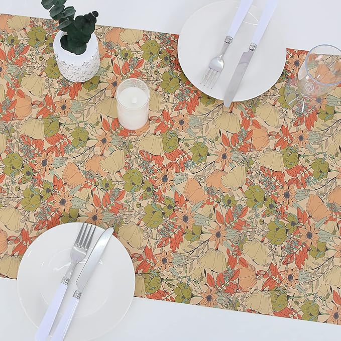 Aimyoo Kraft Floral Wrapping Paper Roll, All Occasion Vintage Flower Gift Wrap for Wedding Birthday Bridal Shower, 17 inch x 10 ft
