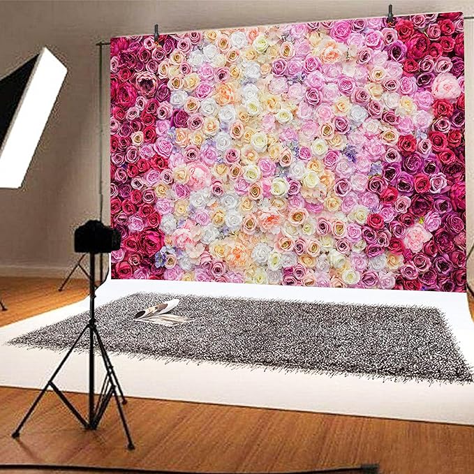 Rose Flower Wall Backdrop 12X10 ft Large Floral Photography Background for Indoor Outdoor Wedding Party Bridal Shower Baby Shower Engagement Shoot Photo Booth Decoration