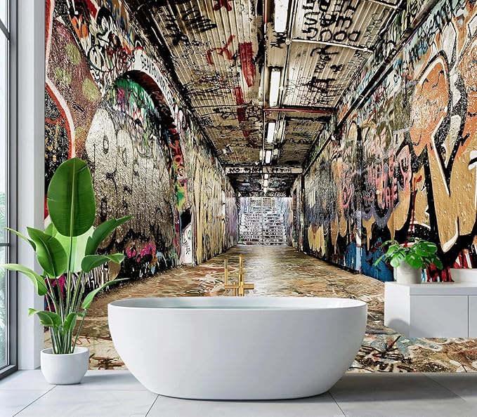 Cliouar-Graffiti on The Underground Crosswalk in The Tunnel Peel and Stick 90" x 67"