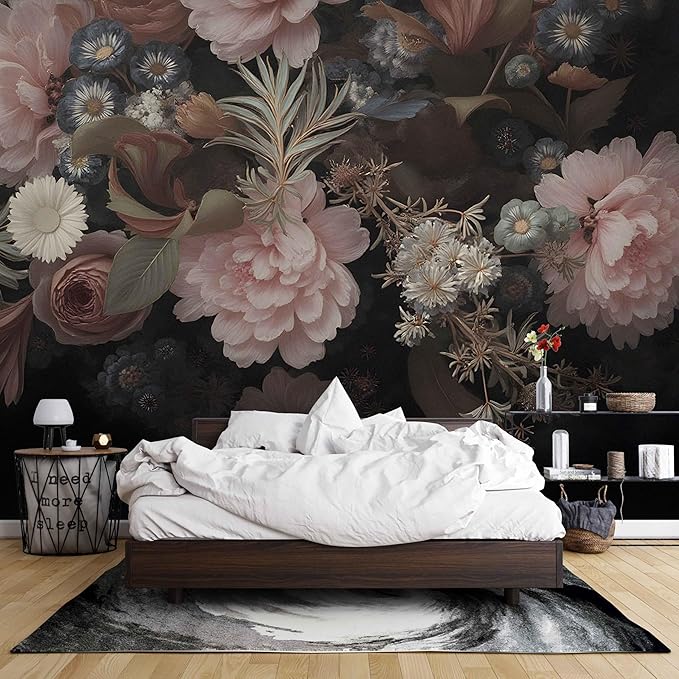 Floral Wall Murals Peel and Stick murals Removable Waterproof Large Wallpaper for Living Room Bedroom (Color-1, 118×82 inch)