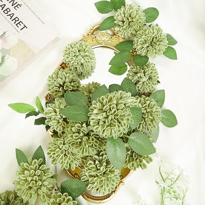 Artificial Flowers, 50pcs Artificial Rose for DIY Wedding Bouquets Centerpieces Arrangements, Elf Green and White Dahlia Flowers with Stem for Bridal Shower Party Home Decorations