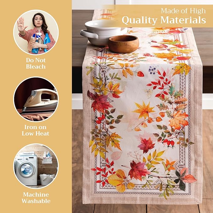 Maison d' Hermine Table Runner 100% Cotton Single Layer Table Runners 108 inches Long for Thanksgiving Christmas Decorations Home Kitchen Dining Party Wedding (Amarante, 14.5" x 108")