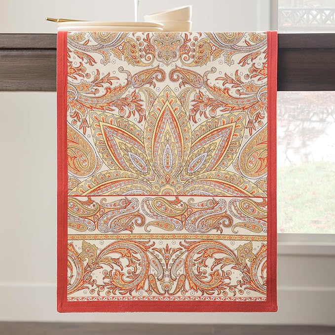 Maison d' Hermine Table Runner 100% Cotton Double Layer Table Runners 108 inches Long for Thanksgiving Christmas Decorations Home Kitchen Dining Party Wedding (Kashmir Paisley, 14.5" x 108")