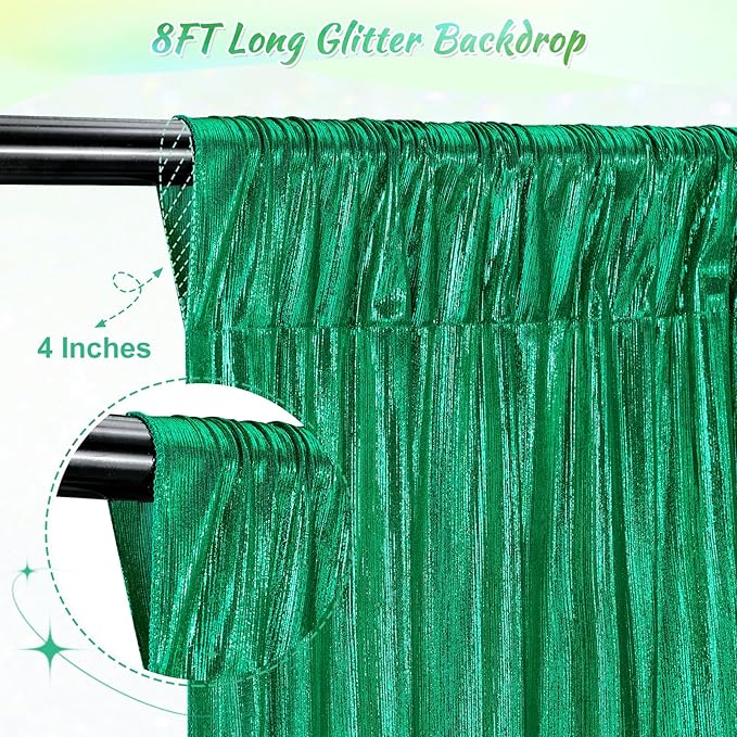 Wrinkle Free Green Backdrop Curtain for Parties Soft Photo Backdrop Drapes Curtains for Christmas Wedding Bithday Decor 4x8ft,4 Panels