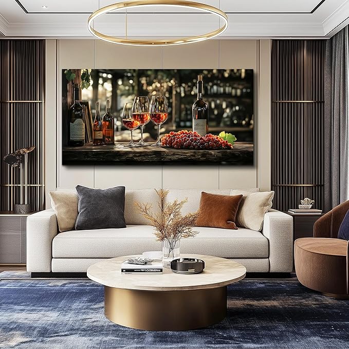 hyidecorart Wall Art For Kitchen Wall Decor For Living Room Wine Glass Wall Dining Room Painting Still Life Goblet Canvas Wall Pictures Sunrise Sunset Landscape Poster Bar Restaurant Decoration