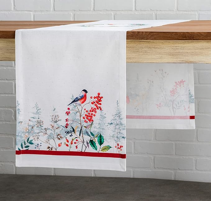 Maison d' Hermine Table Runner 100% Cotton Single Layer Table Runners 90 inches Long for Thanksgiving Christmas Decorations Home Kitchen Dining Party Wedding (Morzine, 14.5" x 90")