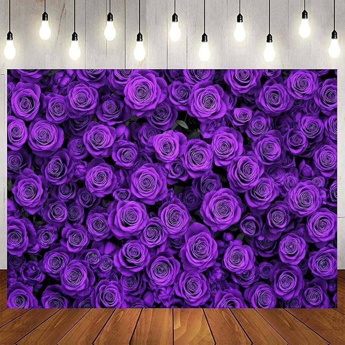 15x10ft Purple Flower Floral Backdrop Background Photography Flower Wall Lavender Backdrop for Party Wedding Girls Birthday Princess Mother's Day Bridal Shower Anniversary Banner Decor Studio Photo