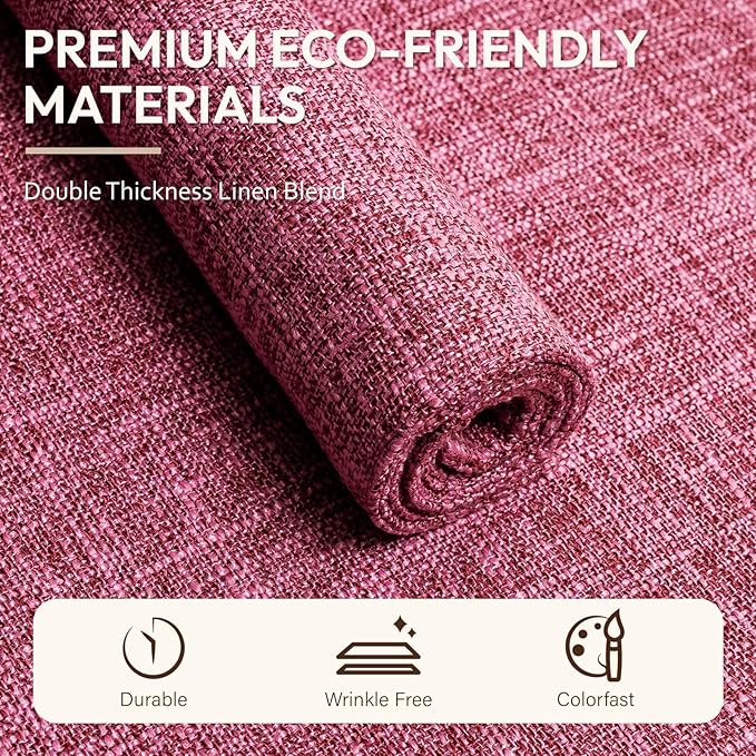 Blue Forest Placemats Set of 4, Dual-Layered Thickened Faux Linen Cloth Place Mats Heat Resistant Machine Washable Wrinkle Free Table Mats Indoor/Outdoor (Hot Pink)