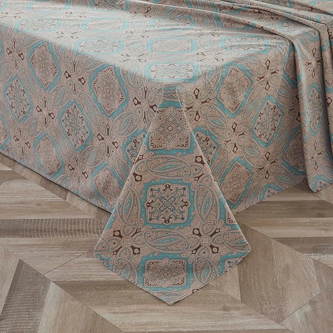 Brandream Boho Paisley Print Luxury Bedding Bohemian Damask Medallion King Size Sheet Set 800TC Egyptian Cotton Sateen Deep Pocket, 4 Piece, Taupe