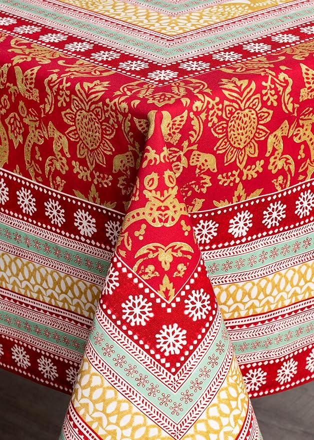 Maison d' Hermine Table Cloth Rectangle Table 100% Cotton 60 x 108 Inches Fall Tablecloth Reusable Everyday Use for Thanksgiving Christmas Decorations Dining Farmhouse Party (Sofia)