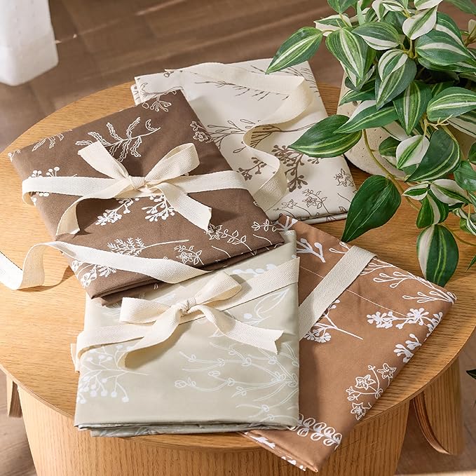 Bedsure Queen Comforter Set - Brown Bed Set, 3 Pieces Cute Floral Bedding, 1 Soft Reversible Botanical Flowers Comforter and 2 Pillow Shams