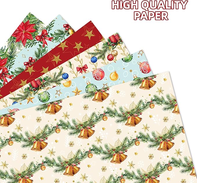 Anor Wishlife Christmas Wrapping Paper,Xmas Wrapping Paper Roll,Holiday Wrapping Paper,20 * 27inch Christmas Party Decorations for Office,Home,Classroom(12pcs)